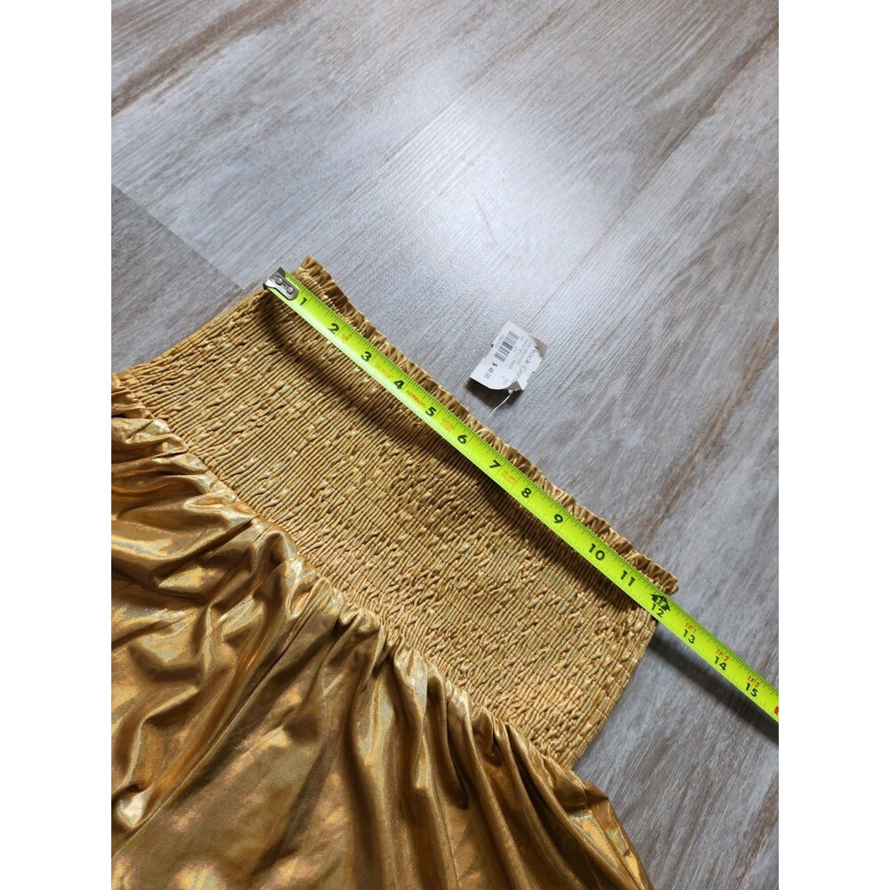 NWT Blue B Gold Metallic Shorts High Rise Smocked Waist Flowy Womens M - Picture 5 of 9